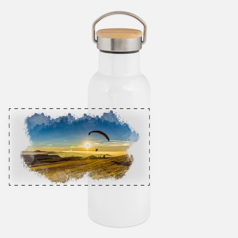 Paragliding Wasserkuppe Panoramic Thermal Bottle with Bamboo Lid