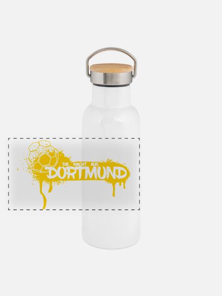 Dortmund Ruhrpott Ball - Panorama Thermosflasche mit Bambusdeckel - Weiß