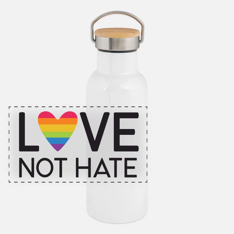 Mois de la fierté LGBT - Love No Hate Gourde isotherme avec bouchon en bambou