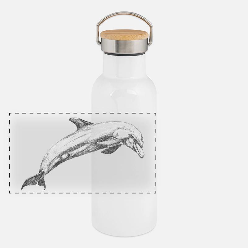 Dauphin de Delfin Gourde isotherme avec bouchon en bambou