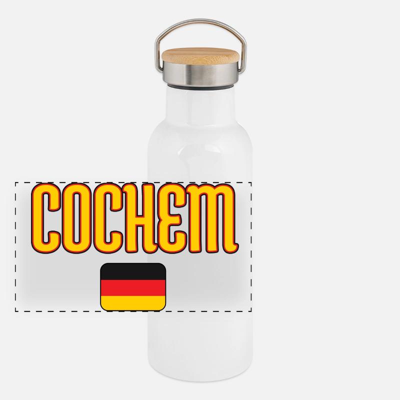COCHEM Deutschland Flaggendesign Panorama Thermosflasche mit Bambusdeckel