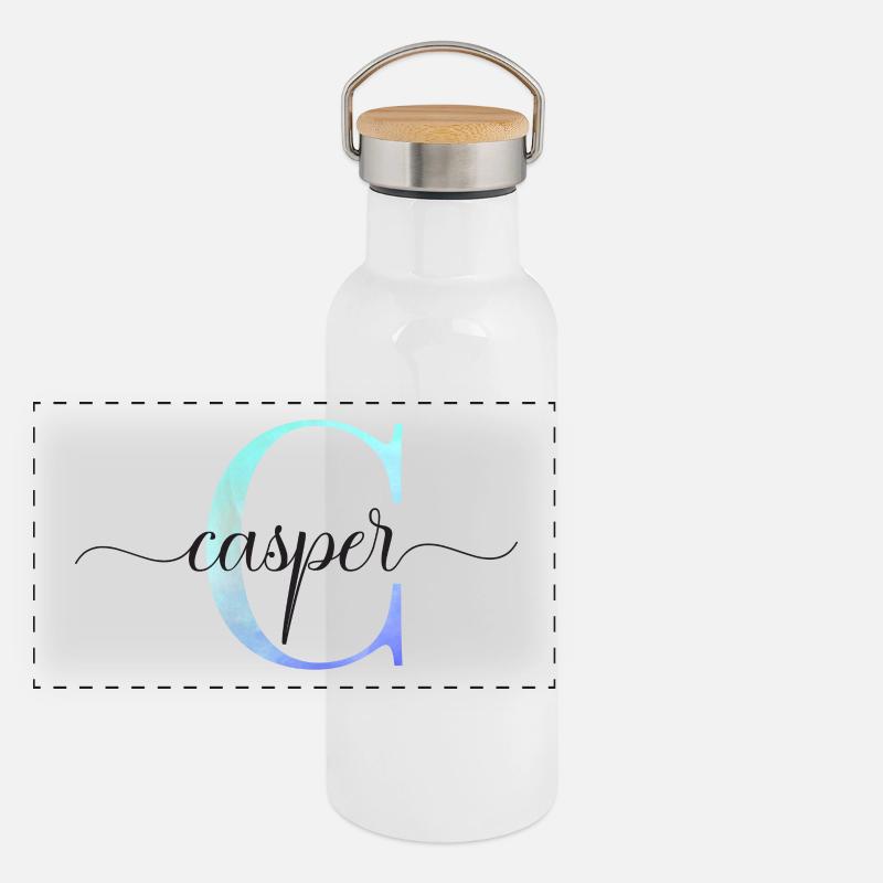 C| Monogram | Name | Casper | Watercolor Panoramic Thermal Bottle with Bamboo Lid