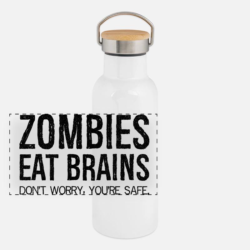 zombies eat brains Panorama Thermosflasche mit Bambusdeckel