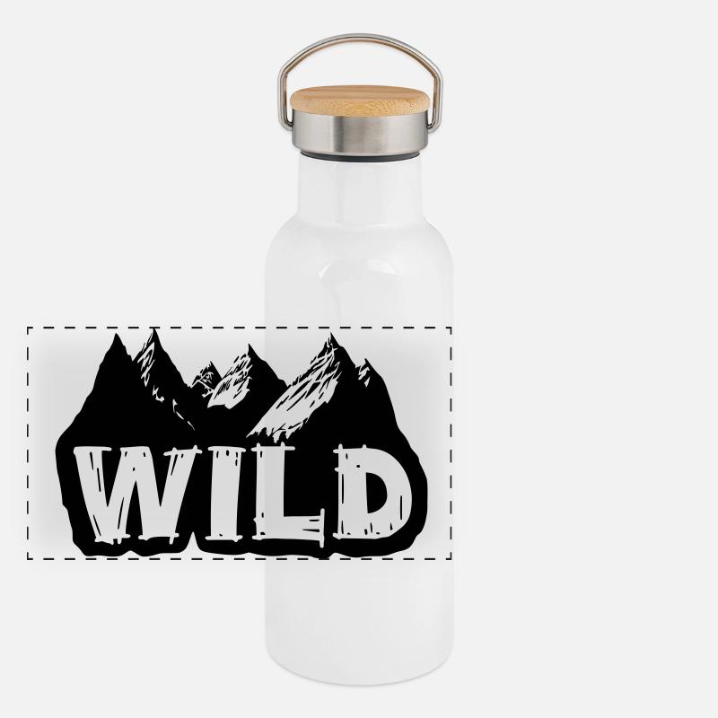 Into the Wild [Schwarz] Panorama Thermosflasche mit Bambusdeckel