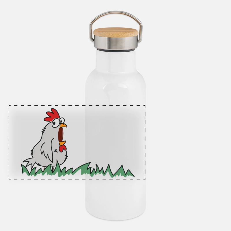 dont mess with the hen chicken Panorama Thermosflasche mit Bambusdeckel