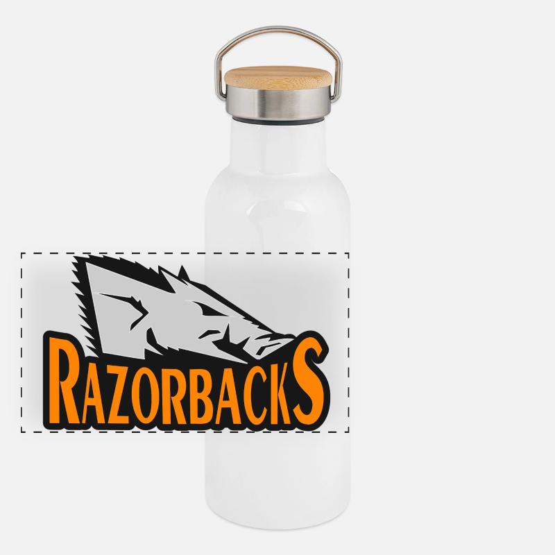 Razorbacks Bold Hog Emblem Panorama Thermosflasche mit Bambusdeckel