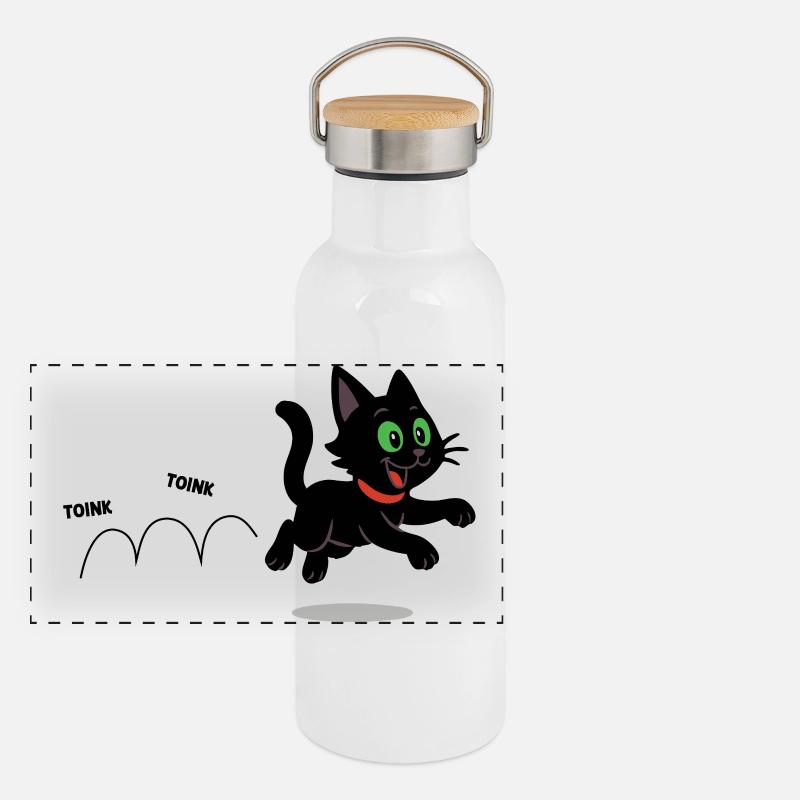 Meeko running happily Panoramic Thermal Bottle with Bamboo Lid