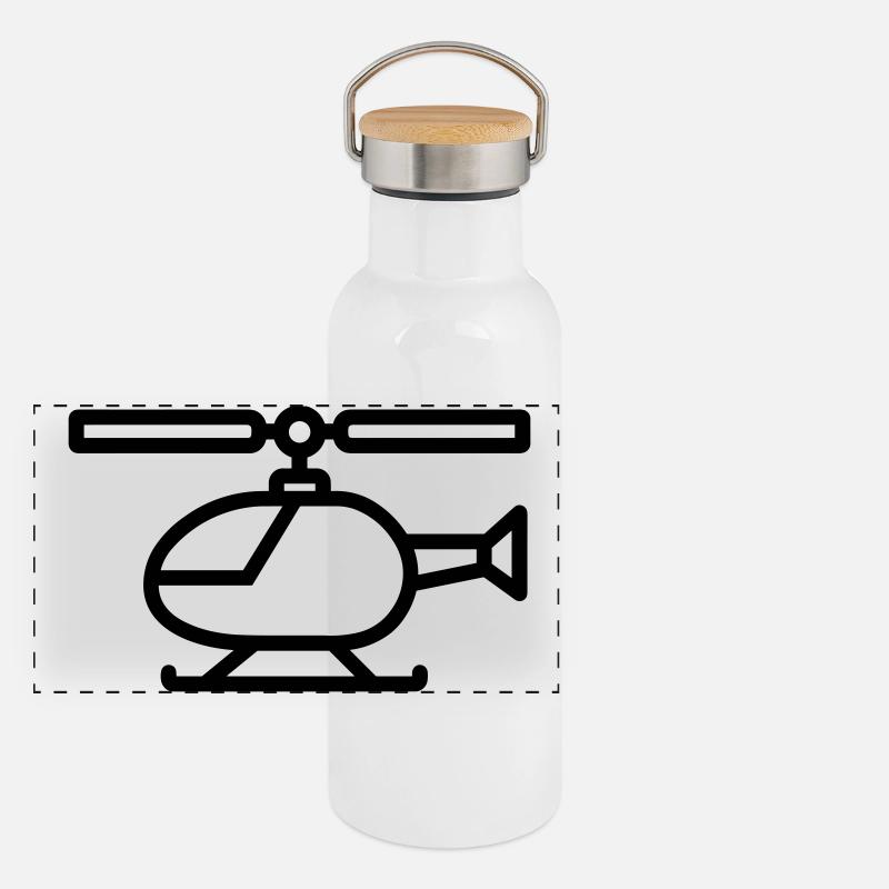 Hubschrauber Panorama Thermosflasche mit Bambusdeckel