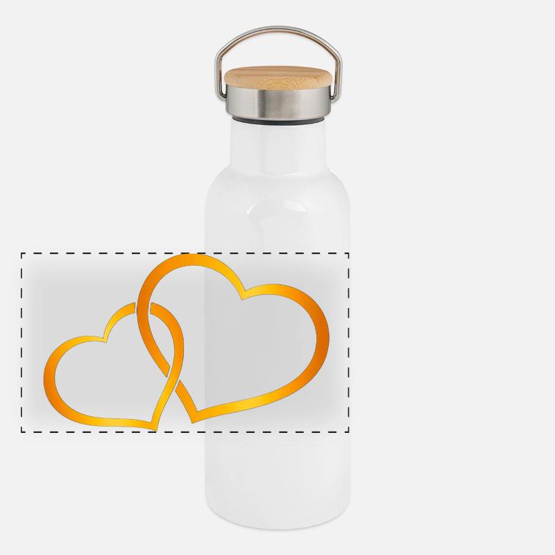 Cœurs, contours, motifs de mariage Gourde isotherme avec bouchon en bambou