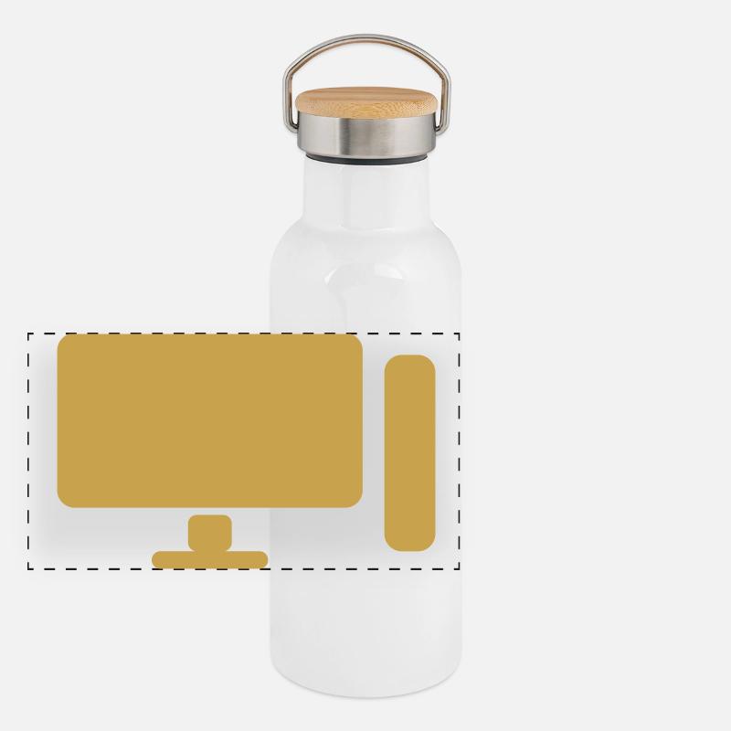 Minimal PC Setup Icon – Gamer Design Panorama Thermosflasche mit Bambusdeckel