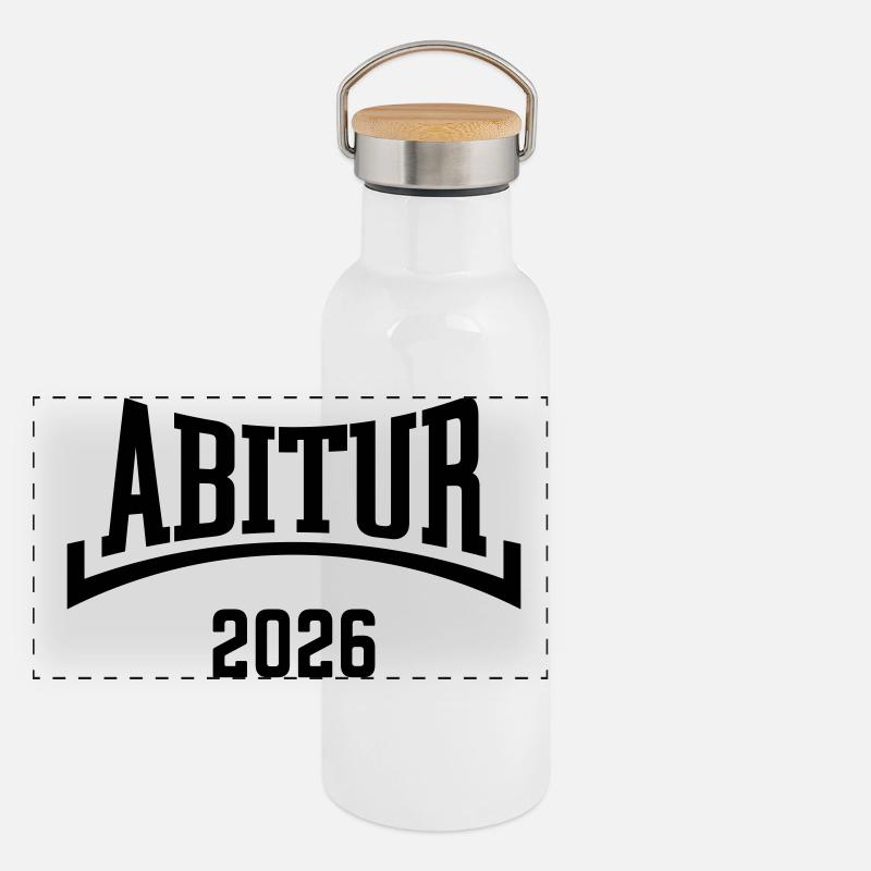 Abitur 2026 (Abiturient / Abi 26 / Konkav / B) - Panoramic Thermal Bottle with Bamboo Lid - white