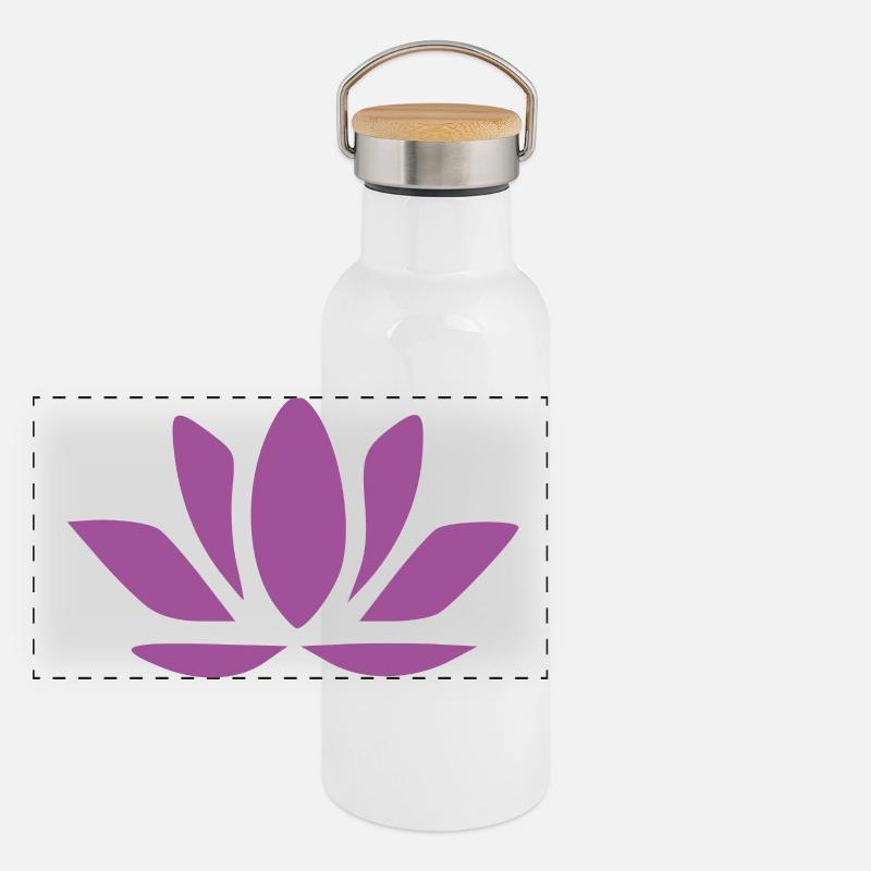 Fleur de lotus Fleur de lotus Fleur de lotus Fleur de violette Fleur de yoga Gourde isotherme avec bouchon en bambou