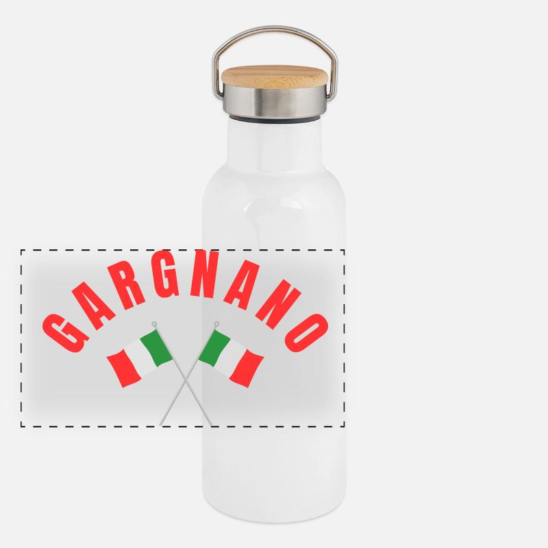 Drapeaux italiens de Gargnano Gourde isotherme avec bouchon en bambou