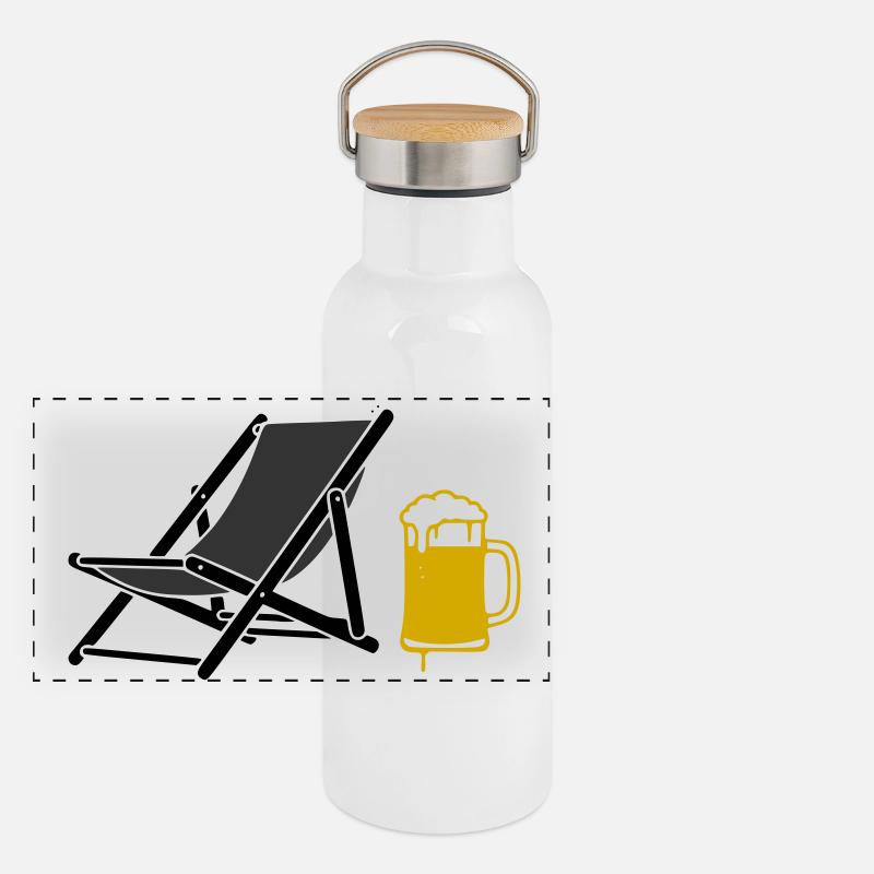 Beach Chair Beer Colored Vector Panoramic Thermal Bottle with Bamboo Lid