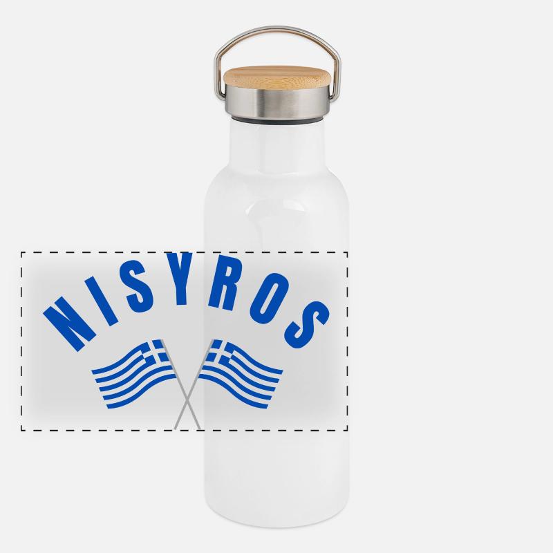 Drapeaux grecs de Nisyros Gourde isotherme avec bouchon en bambou