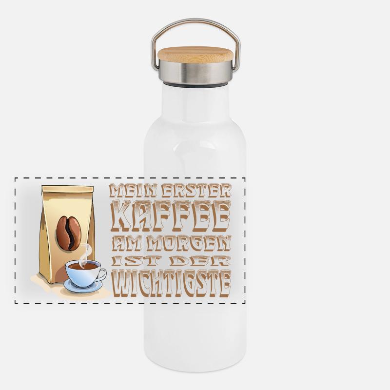 Mon premier café le matin Gourde isotherme avec bouchon en bambou