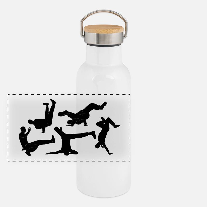Breakdance Panorama Thermosflasche mit Bambusdeckel