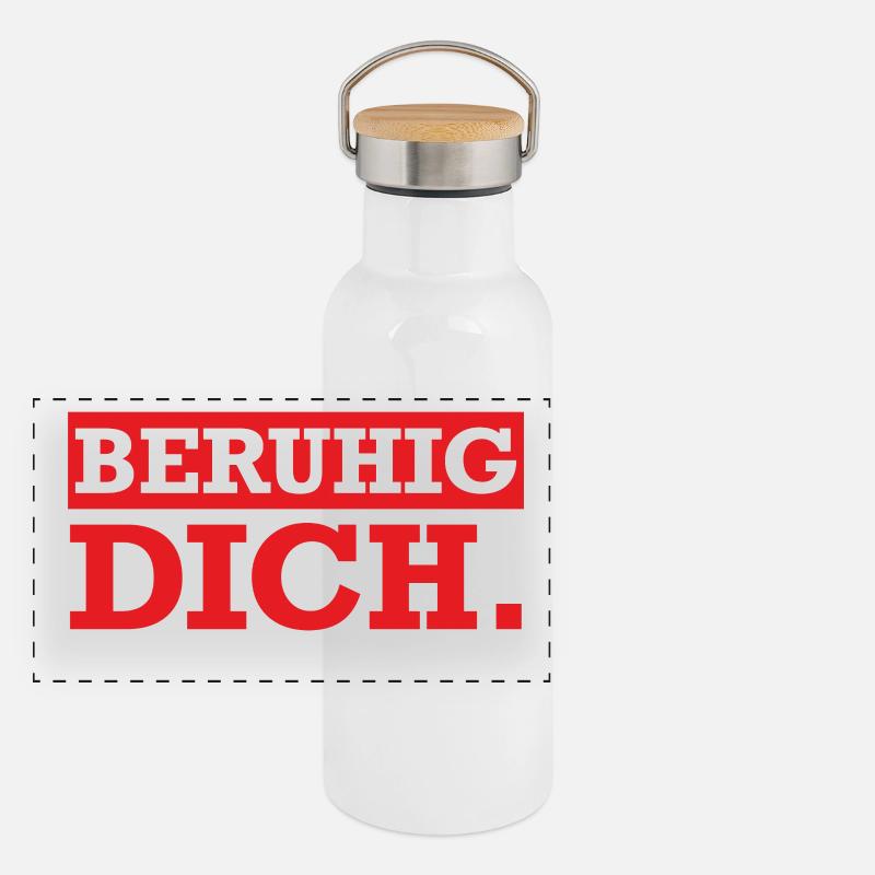 Berugig you - Panoramic Thermal Bottle with Bamboo Lid - white