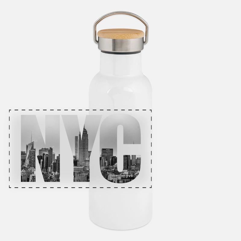 NYC Panoramic Thermal Bottle with Bamboo Lid