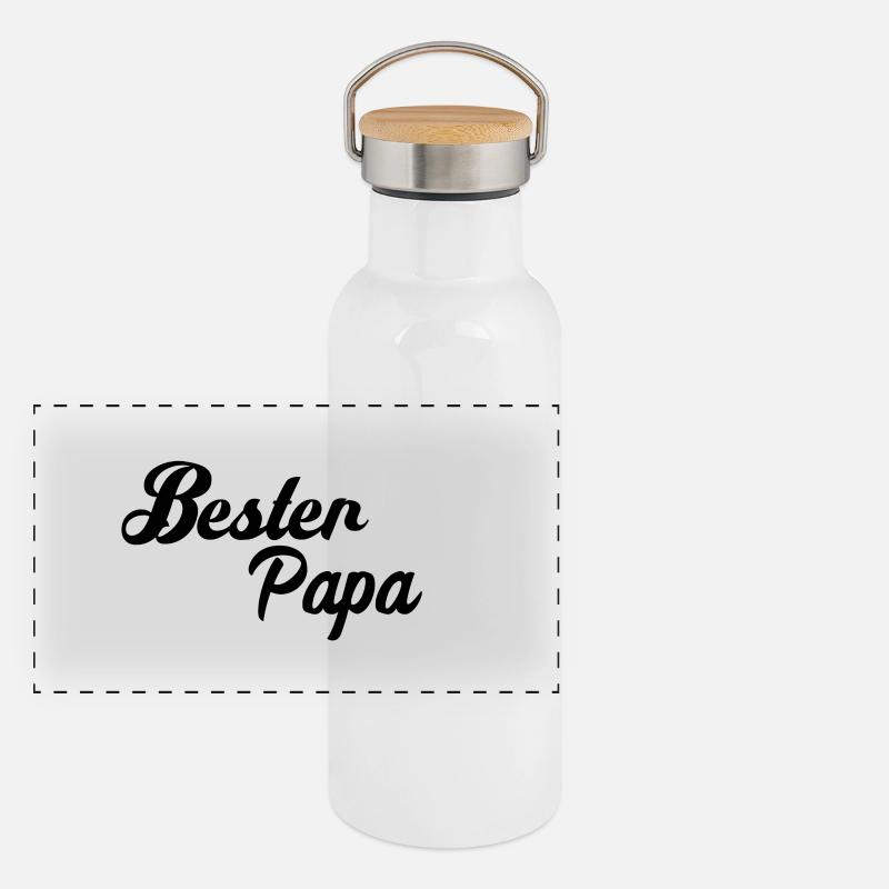 Bester Papa Panorama Thermosflasche mit Bambusdeckel