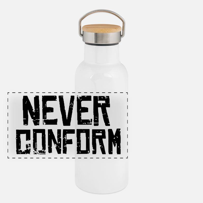 Never Conform - Keine Konformität! Panorama Thermosflasche mit Bambusdeckel