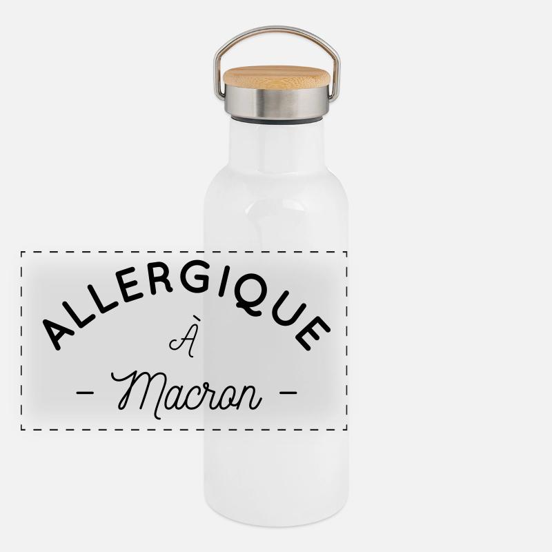 Allergique à Macron Gourde isotherme avec bouchon en bambou