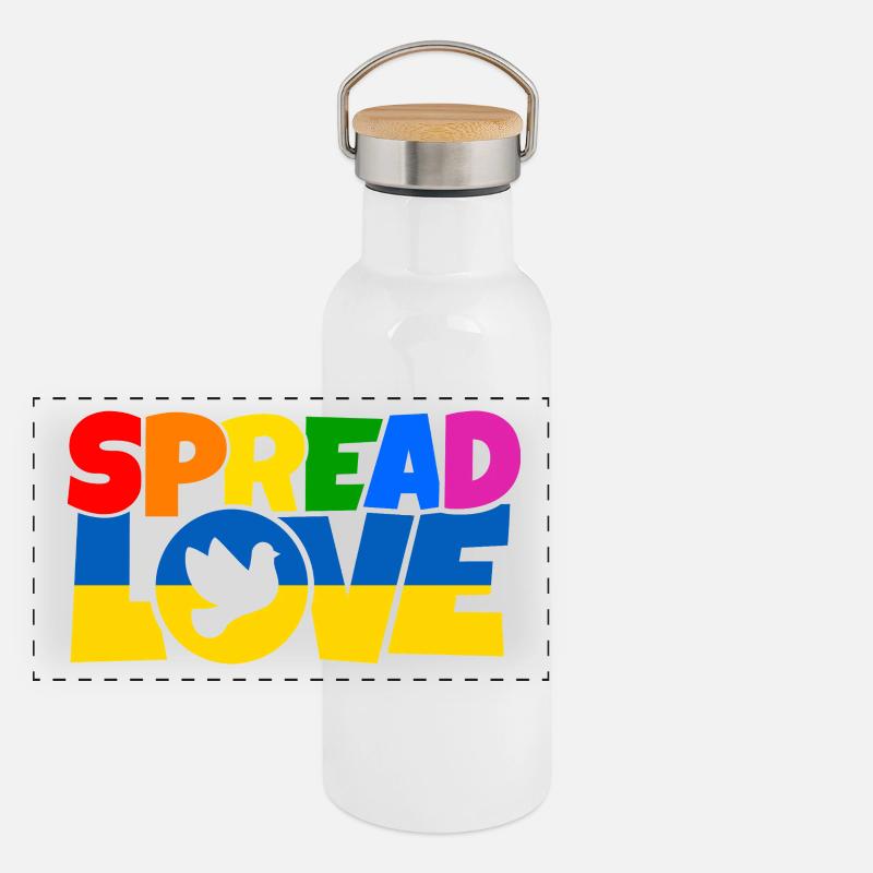Conception de chemise Spread Love Gourde isotherme avec bouchon en bambou
