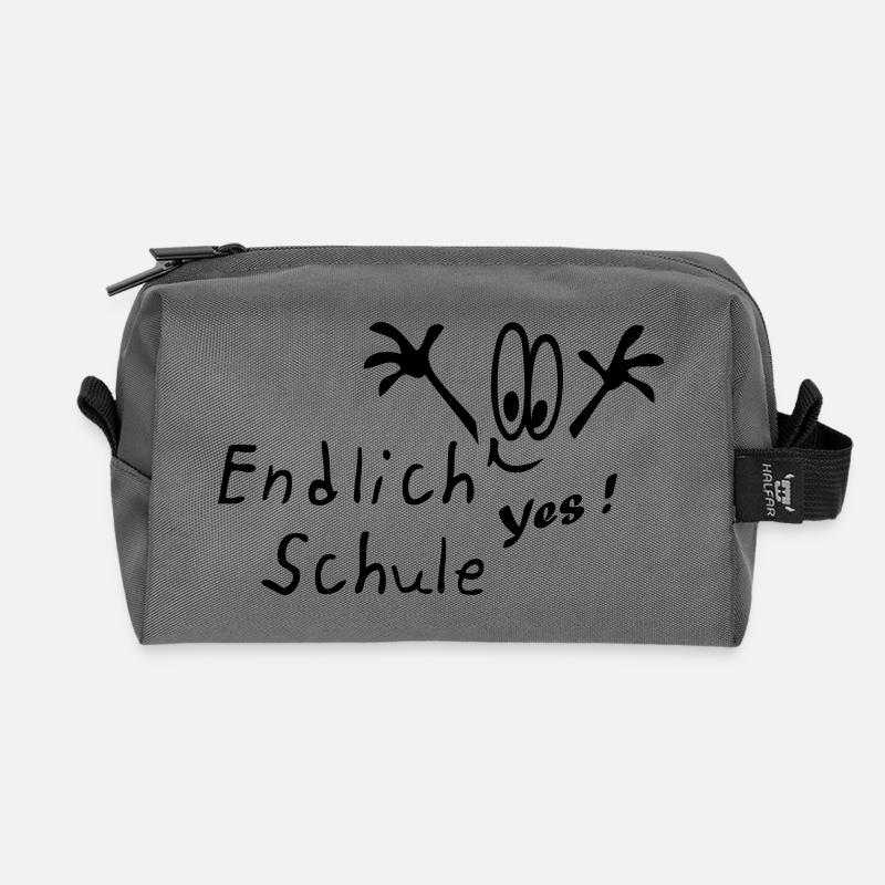 Schule, Schulanfang, Einschulung, Comic - Recycelte Kulturtasche - Anthrazit