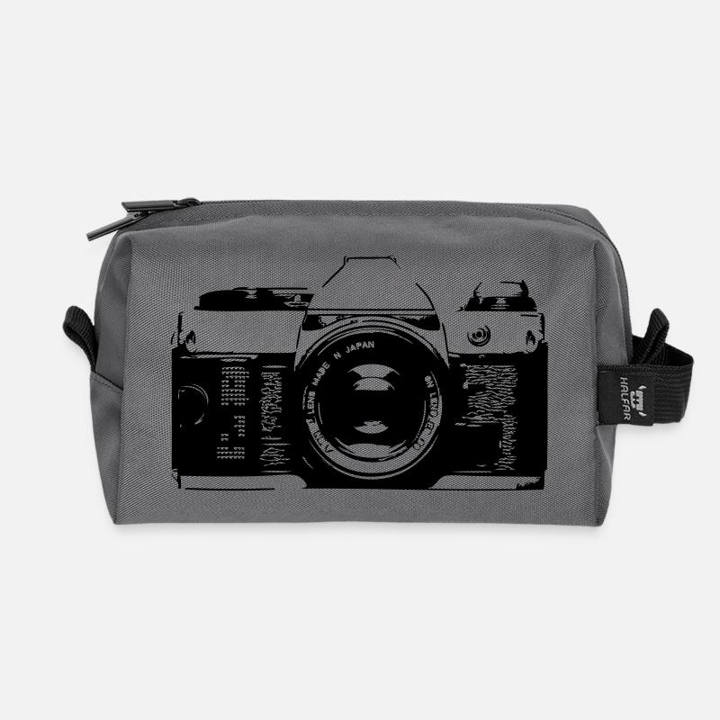 Retro Kamera - Recycelte Kulturtasche - Anthrazit