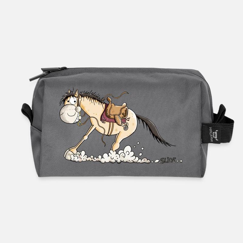 Westernpferd im Slide - Recycelte Kulturtasche - Anthrazit