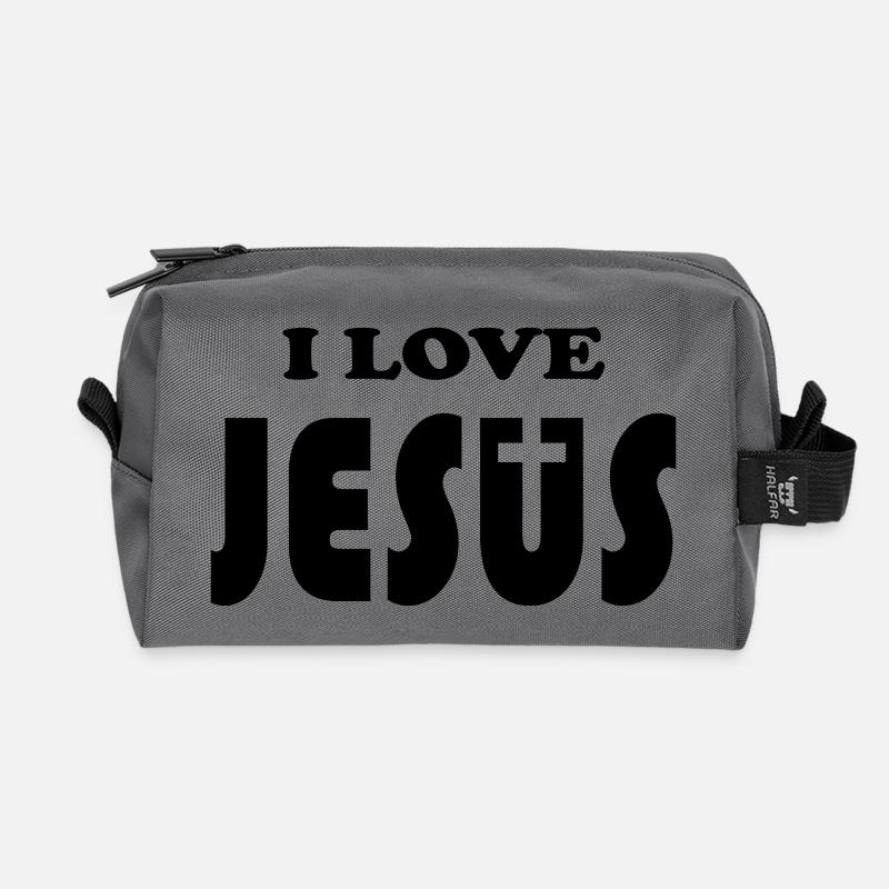I love Jesus - Recycelte Kulturtasche - Anthrazit