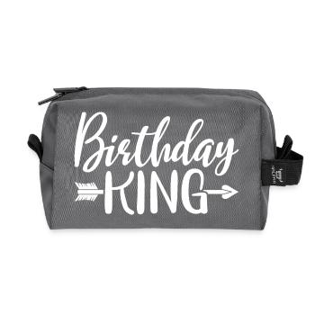 Birthday King - Cooles Geburtstagsparty-Geschenk für Männer - Recycelte Kulturtasche - Anthrazit - Vorne