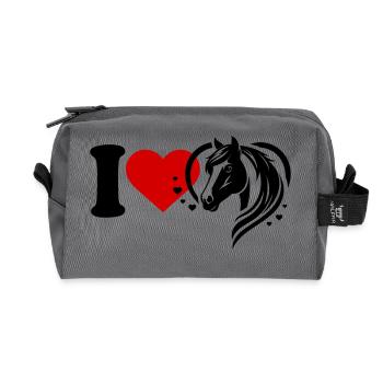 J’adore les chevaux - Trousse de toilette en tissu recyclé - anthracite - Devant