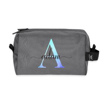 A| Monogram | Name | Adam | Watercolor - Recycled Toiletry Zip Bag - anthracite - Front