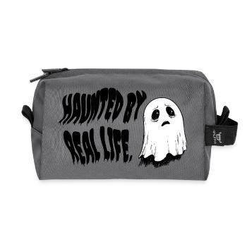 Haunted by Real Life | Sad Ghost Design - Recycelte Kulturtasche - Anthrazit - Vorne