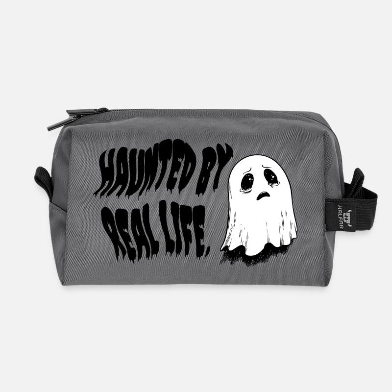 Haunted by Real Life | Sad Ghost Design - Recycelte Kulturtasche - Anthrazit