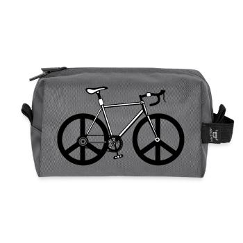 Bicycle Peace Sign Shirt – Cycling Lover Tee - Recycled Toiletry Zip Bag - anthracite - Front
