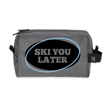 Ski You Later – Lustiger Skifahrer Spruch - Recycelte Kulturtasche - Anthrazit - Vorne