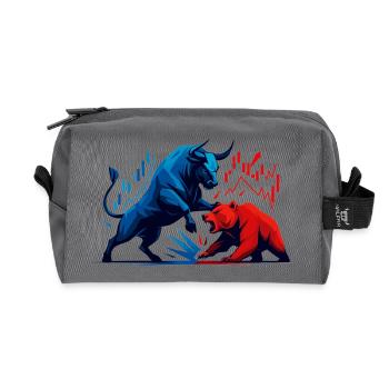 Bull contre Bear Boursiers Actions de Wall Street Fight - Trousse de toilette en tissu recyclé - anthracite - Devant