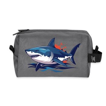 gefährlicher Hai Blut spritzer weißer Hai Motiv - Recycled Toiletry Zip Bag - anthracite - Front