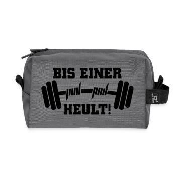 Bis einer heult Hantel - Recycelte Kulturtasche - Anthrazit - Vorne