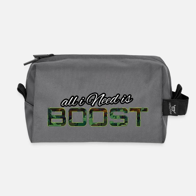 All i Need is boost - Recycled Toiletry Zip Bag - anthracite