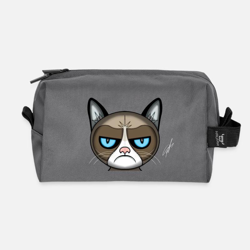 böse Katze - Recycelte Kulturtasche - Anthrazit
