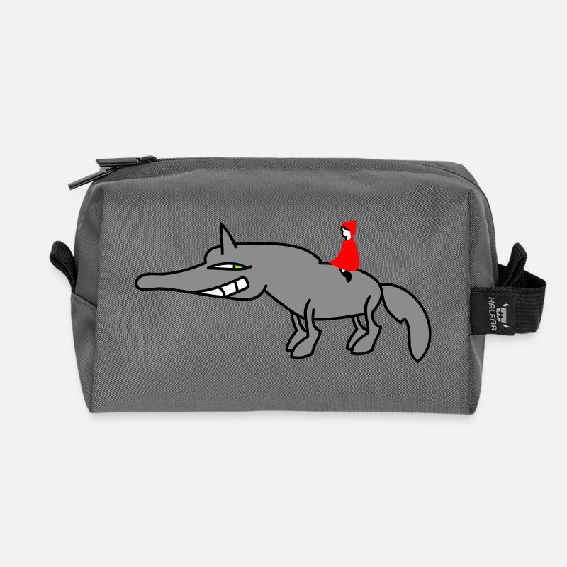 Wolf mit Rotkäppchen - Recycelte Kulturtasche - Anthrazit