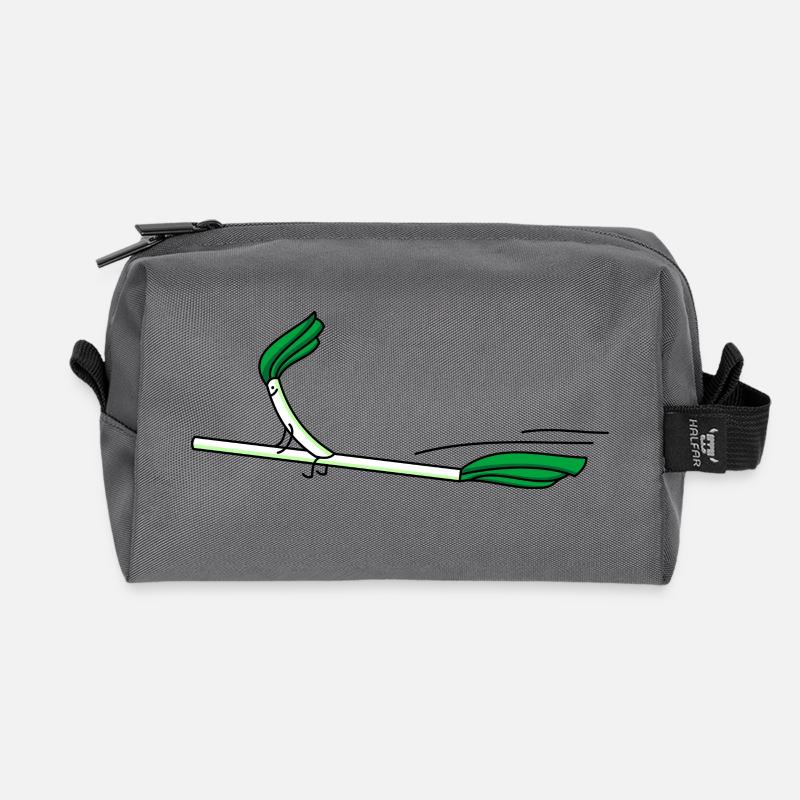 Lustiger Lauch mit Hexenbesen. - Recycelte Kulturtasche - Anthrazit