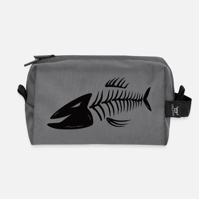 Fischkopf Vector Gräten - In allen Farben - Recycelte Kulturtasche - Anthrazit