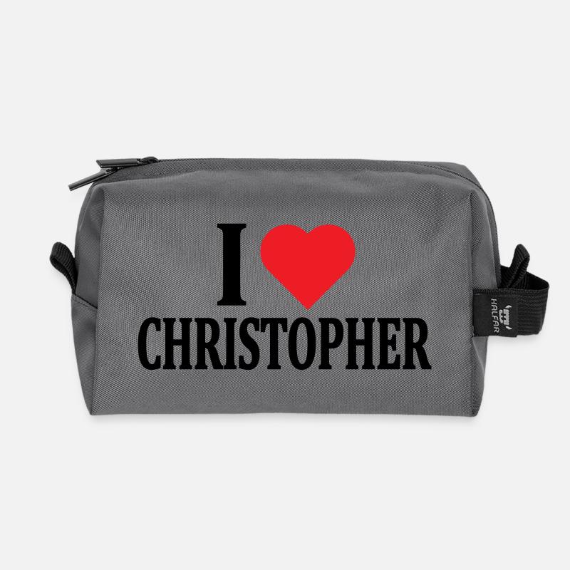 T-Shirt Ich liebe Christopher T-Shirt Geschenkidee - Recycelte Kulturtasche - Anthrazit