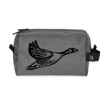Fliegende wilde Gans mit Flügeln - Recycelte Kulturtasche - Anthrazit - Vorne