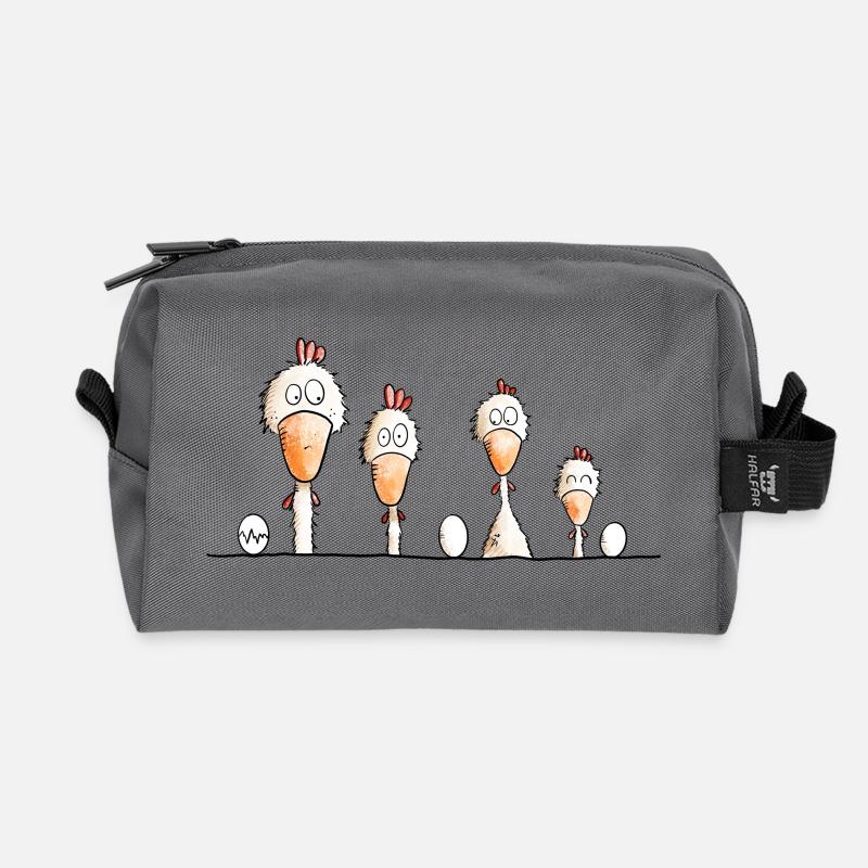 Happy Hühner - Recycelte Kulturtasche - Anthrazit
