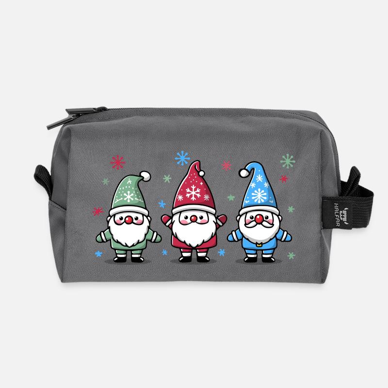 Weihnachtszwerge - Recycelte Kulturtasche - Anthrazit